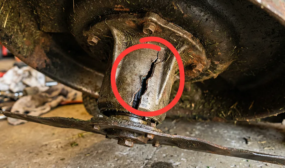 cracked mower deck shell