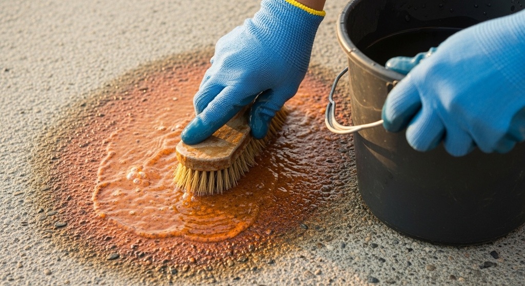 how to remove iron stains from concrete