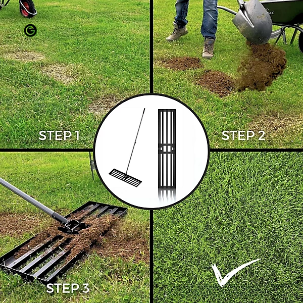 lawn topdressing process with sand