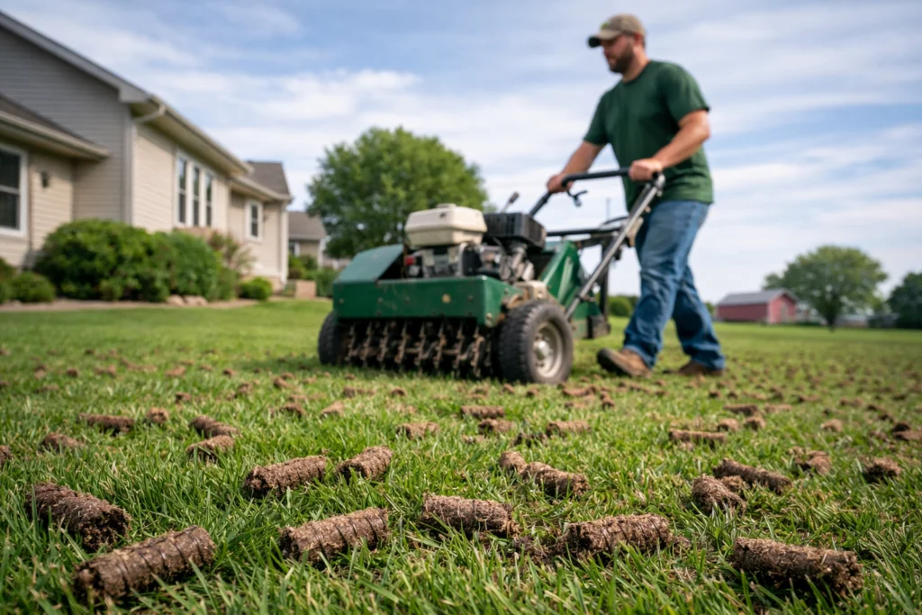 Liquid aeration vs. core aeration on clay