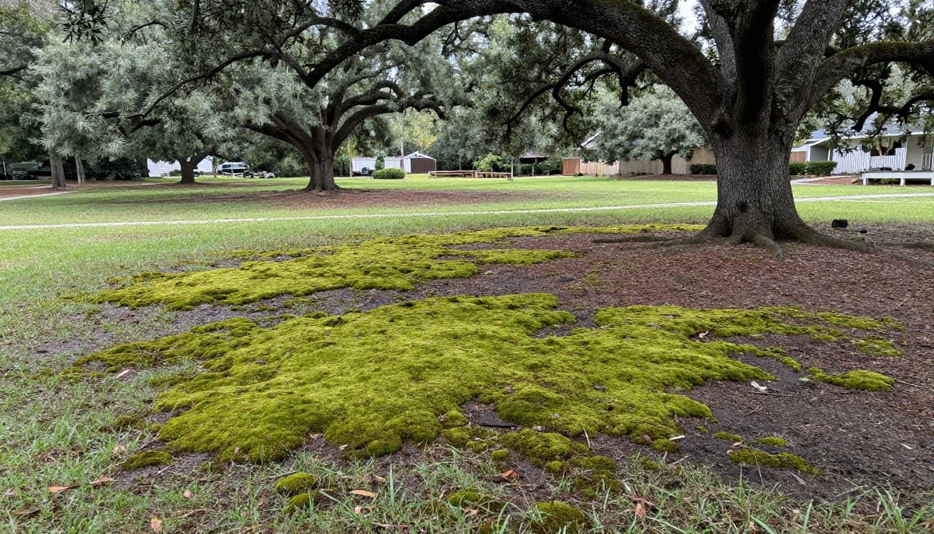 why does moss take over lawn in shade and acidic soil